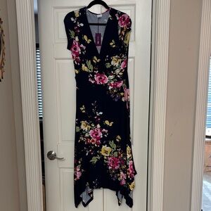 Floral High-Low V-Neck Dress